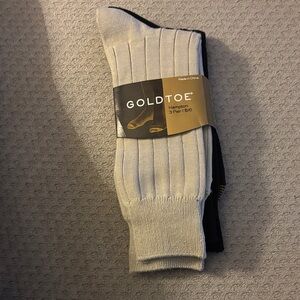 Gold Toe Men's Hampton Ribbed Socks - Black and Cream includes 2
